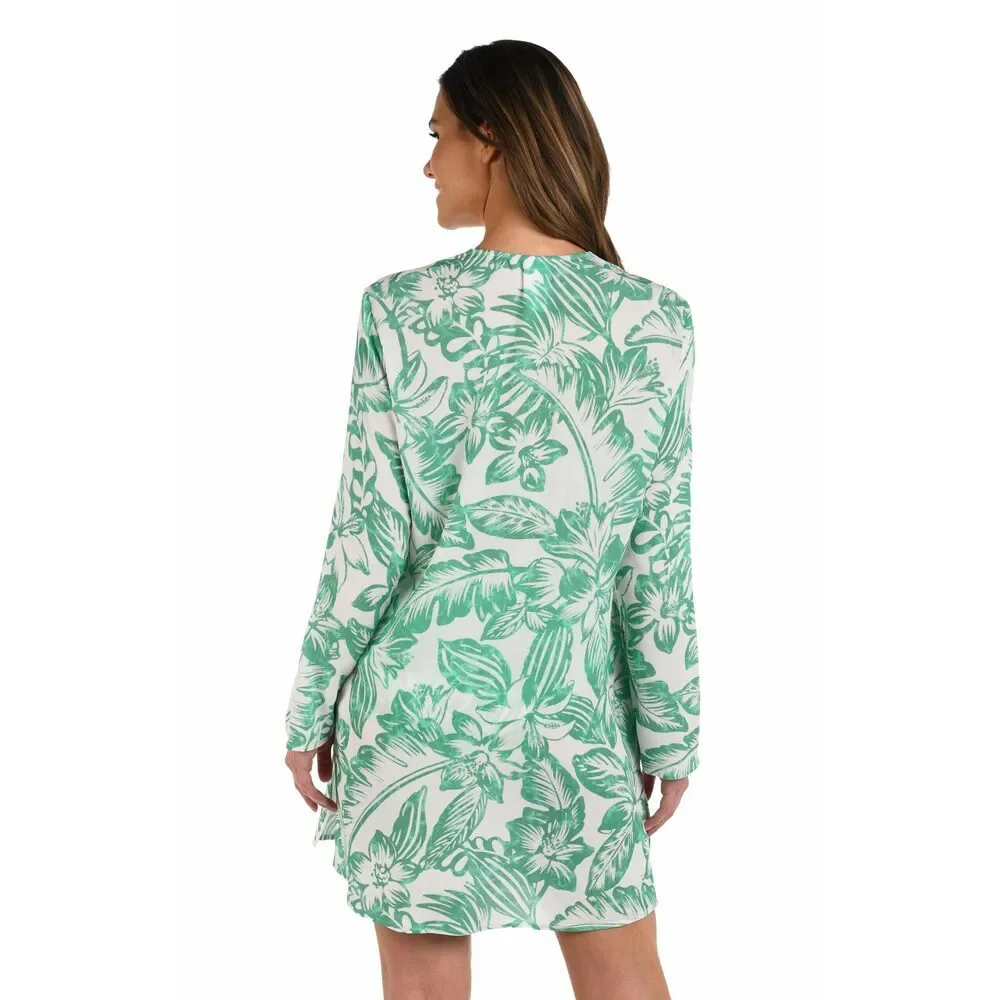 La Blanca Women's White/Green Tunic Swimsuit Cover Up M NWT